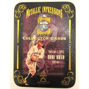 Babe Ruth Metal Impressions Collection Metal Collectors Cards w/ Tin & Avon Box